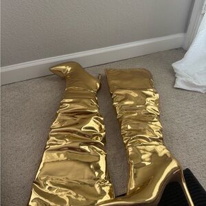 INC International Concepts Metallic Gold Over-the-Knee Boots